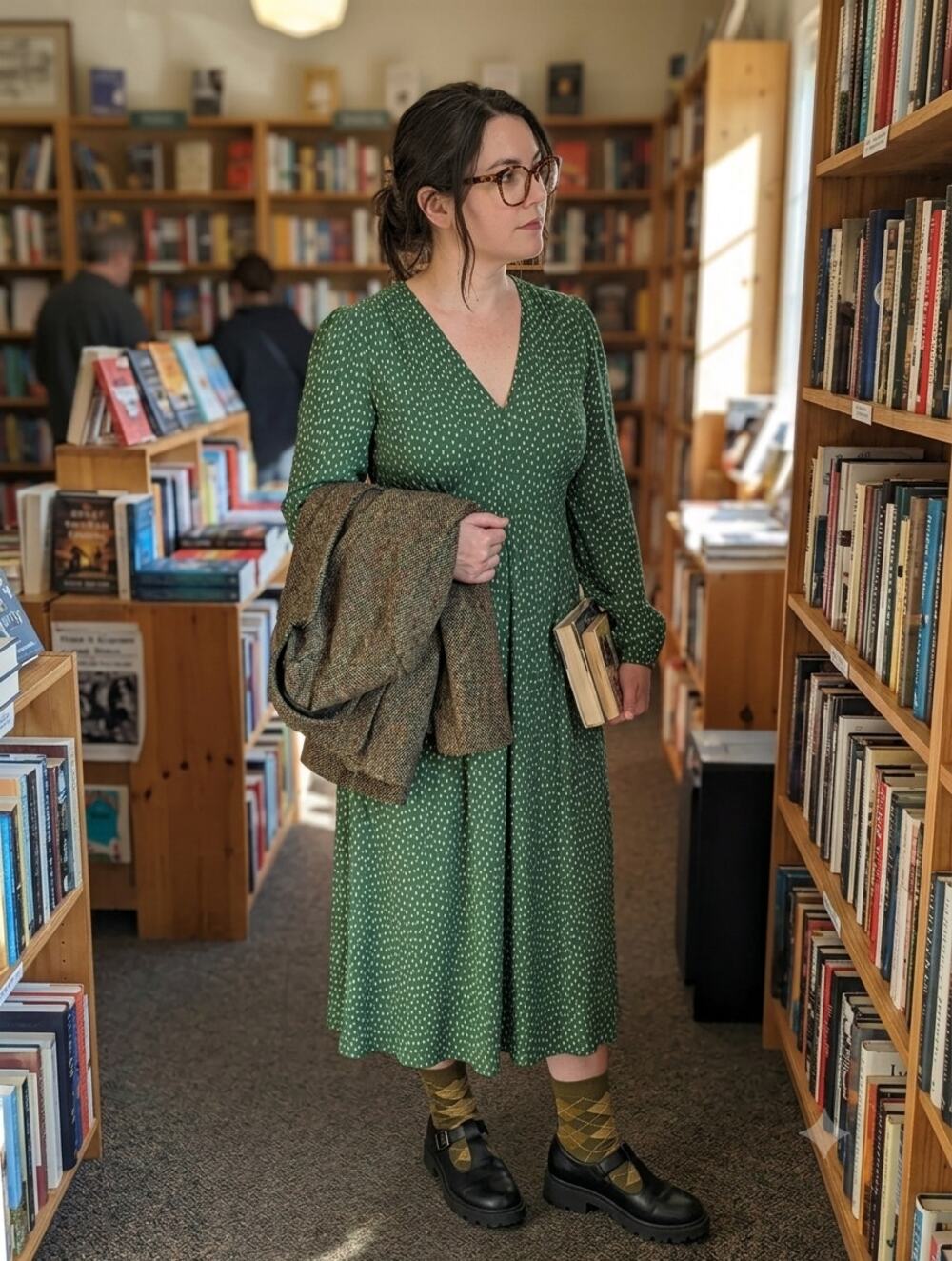 Green! Nerd-Core Midi Dress